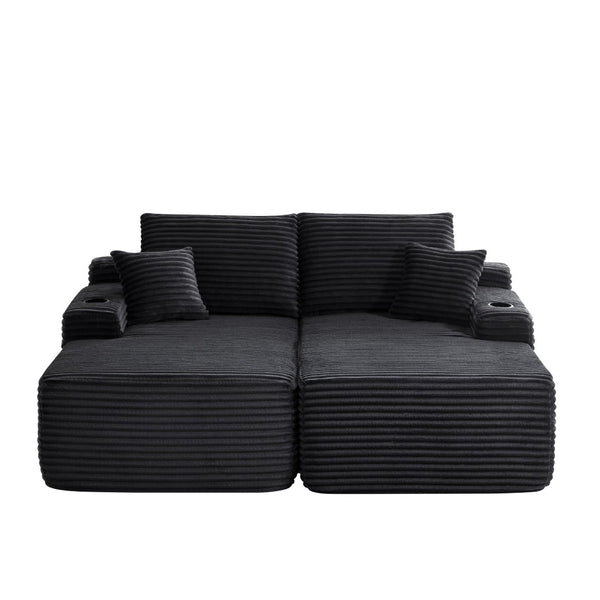 English Elm New Cloud Sectional Sofa Deep Plush Seat Double Chaise Low Profile Modern Lounge W3975P475548