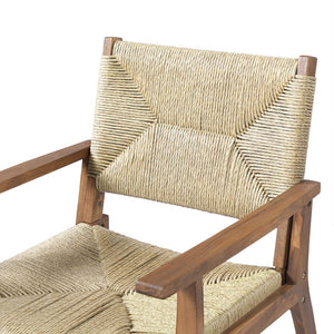 English Elm Durable Outdoor Dining Chairs Acacia Wood Handwoven Wicker Patio Set of Two Teak N770P345267T