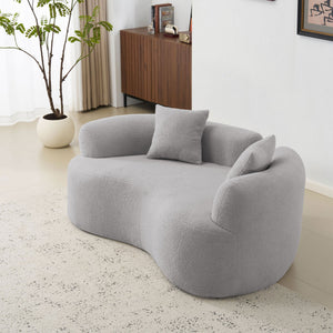 English Elm 66.93 Curved Loveseat 73" Heart-Shaped Teddy Velvet Sofa Full Foam & Spring Support, No-Assembly Cozy Compact Grey W3612P332116