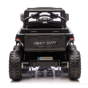 English Elm 24v Electric Kids Dump Truck 4wd Six Wheel Ride on with Remote Suspension Cargo Bucket Black W1578P380841