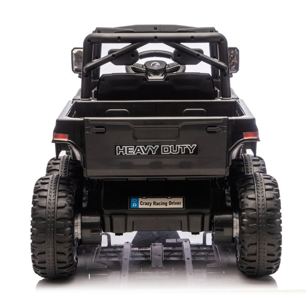English Elm 24v Electric Kids Dump Truck 4wd Six Wheel Ride on with Remote Suspension Cargo Bucket Black W1578P380841