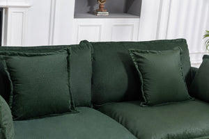 English Elm Modern Chenille Sectional Sofa with Chaise Lounge Solid Wood Frame Living Room Seating Antique Green W2530P463111