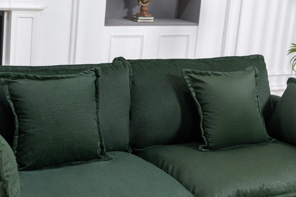 English Elm Modern Chenille Sectional Sofa with Chaise Lounge Solid Wood Frame Living Room Seating Antique Green W2530P463111