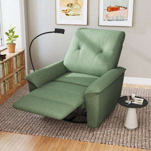 English Elm 270° Swivel Power Recliner Velvet Glider Rocker with Usb Ports for Living Room Dark Green W1028S00059