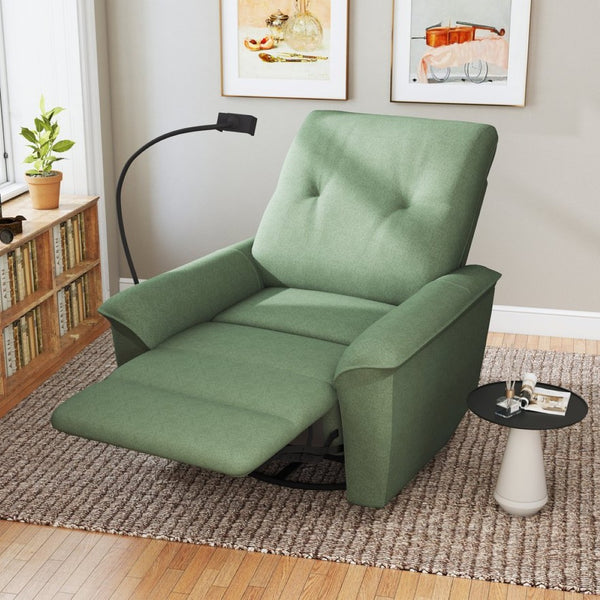 English Elm 270° Swivel Power Recliner Velvet Glider Rocker with Usb Ports for Living Room Dark Green W1028S00059