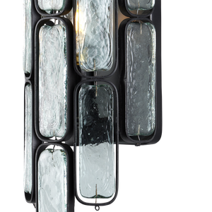 Centurion Recycled Glass Wall Sconce – Elegant Satin Black Wrought Iron Fixture for Contemporary Spaces