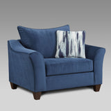 English Elm Camero Fabric Pillowback 3-Piece Sofa Set, Navy Blue