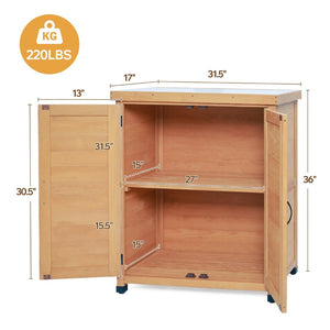 English Elm Potting Bench Hemlock Wood Frame Rust Proof Metal Top Outdoor Garden Work Station W1390P407474
