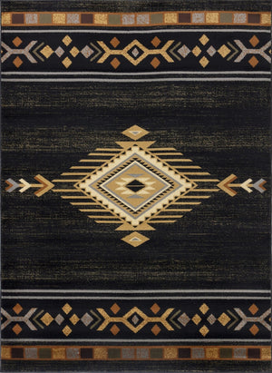 English Elm Tribes Black Southwest Area Rug 5'3" X 7'3" - Durable, Stylish, Easy Care For High-Traffic Spaces B186P180981-GIGA