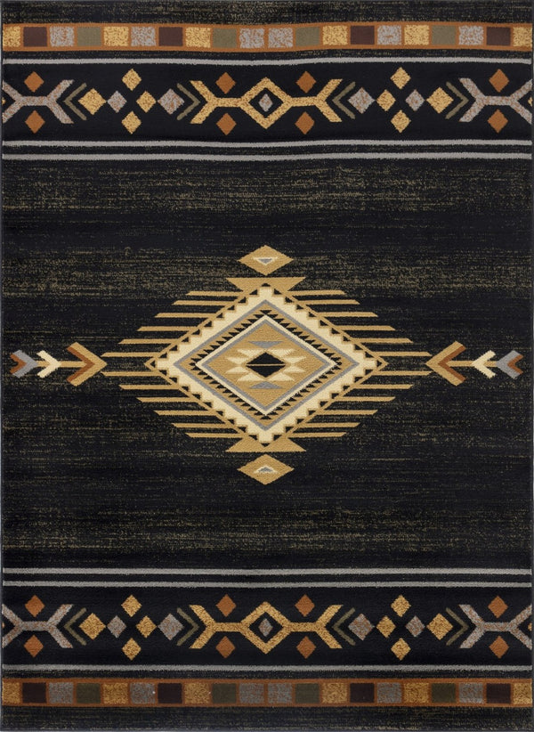 English Elm Tribes Black Southwest Area Rug, 7'10" X 10'3" - Durable, Soft, Easy-Care For High-Traffic Spaces B186P180980-GIGA