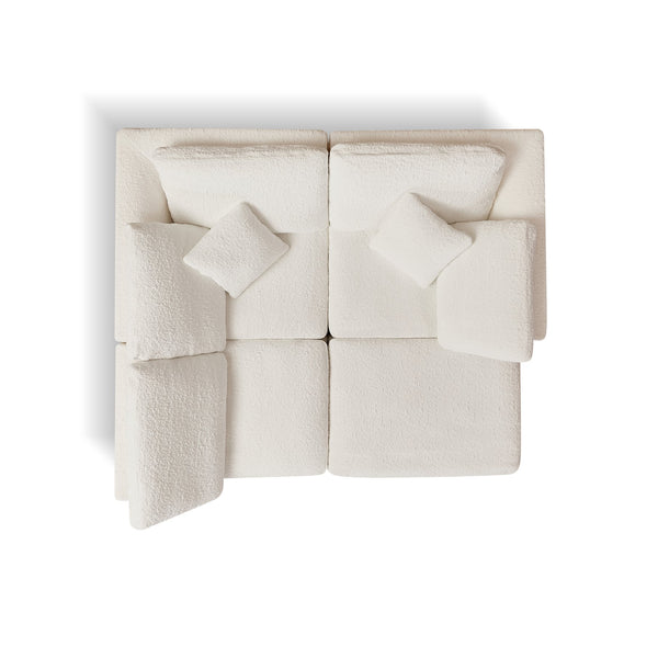 English Elm 110" Cloud Sectional Sofa Modular L-Shape with Ottoman, Chenille Fabric, Deep Seats, 7 Pillows Included White W1359S00017