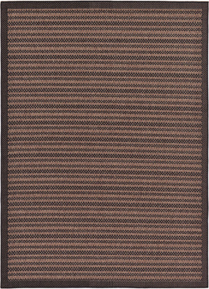 Unique Loom Outdoor Border Checkered Machine Made Border Rug Brown, Brown/Black 7' 1" x 10' 0"