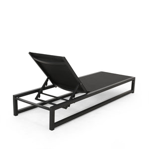English Elm Christopher Knight Home® - Venice Outdoor Chaise Lounge - Adjustable, Breathable & Durable Black Aluminum Lounge For Patios 61698.00BBLKMP2