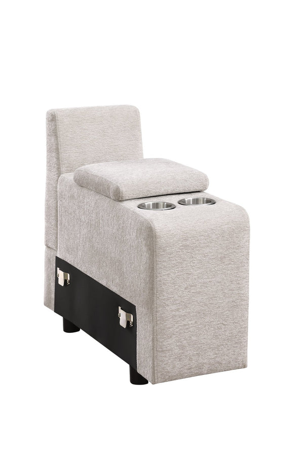 English Elm Nyeisha Flannel Velvet Sectional Sofa with Chaise Usb Ports and Built-in Console Beige B102S00076