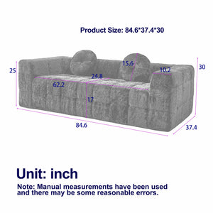 English Elm 84.6-inch Cloud Sofa with Lychee-Textured Long-Pile Polyester, Plush High-Density Foam Comfort Black W834P366231