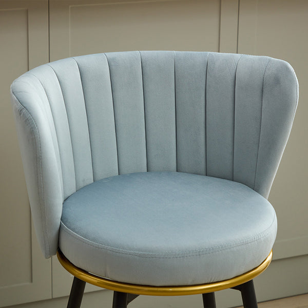 English Elm Counter Velvet Swivel Bar Stools Set of 2 - 360° Upholstered 26" Seat, Gold/Black Metal Legs, Blue W2725P237554