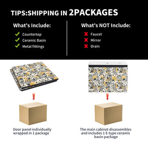 English Elm 24'' Floating Wall-Mounted Bathroom Vanity With Ceramic Sink, Soft-Close Doors & Modern Design P4 W999S00175-GIGA