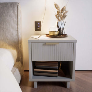 English Elm Granville 18" Nightstand In Light Gray – Modern Glam Solid Wood Design With Stylish Storage Solution B365P398152