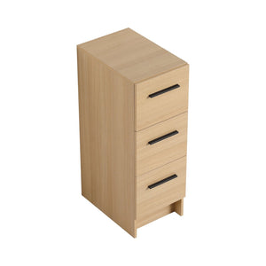 English Elm 12" Wall-mounted Oak Plywood Bathroom Linen Cabinet Slim Floating Single Door Storage W3450P440610