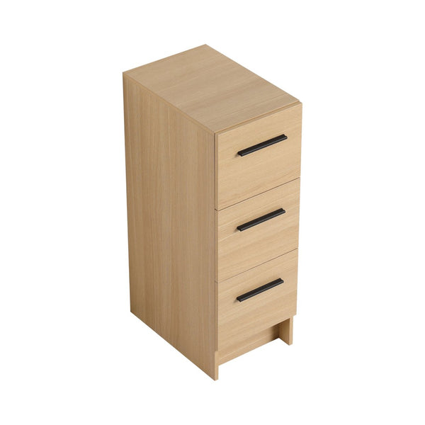 English Elm 12" Wall-mounted Oak Plywood Bathroom Linen Cabinet Slim Floating Single Door Storage W3450P440610