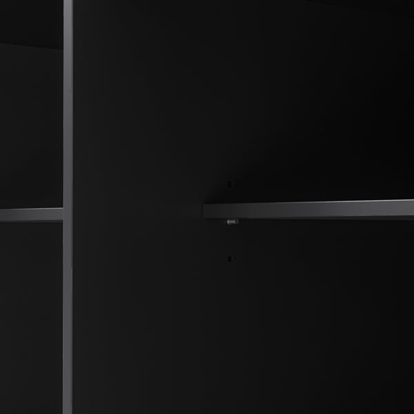 English Elm K&K 48 Inch Kitchen Island Cart with Drop Leaf, Built-In Power Station, Adjustable Shelves & Wheels Black N707P257057B