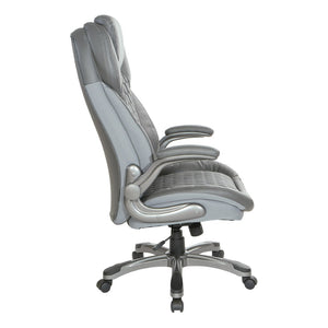 OSP Home Furnishings Bonded Leather Executive Chair with Lumbar Support Ergonomic Seating for Home Office ECH620867-EC2