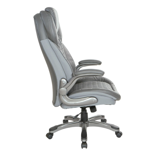 OSP Home Furnishings Bonded Leather Executive Chair with Lumbar Support Ergonomic Seating for Home Office ECH620867-EC2
