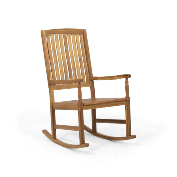 English Elm Acacia Hardwood Outdoor Rocking Chair Slatted Back Porch Rocker for Deck or Yard N778P438694T