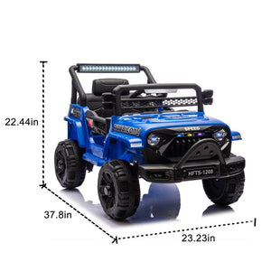 English Elm 12v Kids Electric Ride on Truck with Parental Remote Four Wheel Suspension and Led Lights Blue W1578P187460