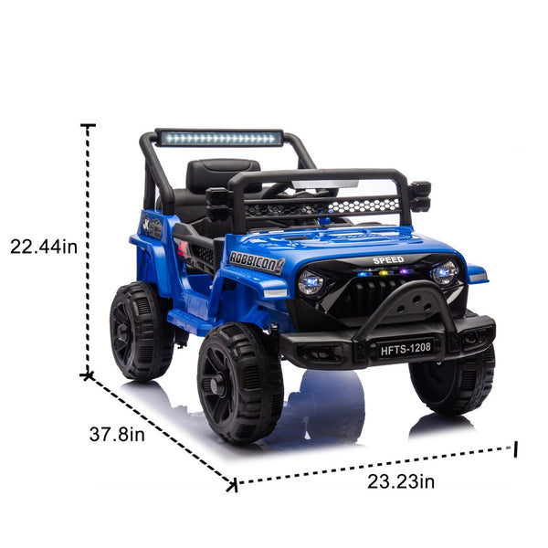 English Elm 12v Kids Electric Ride on Truck with Parental Remote Four Wheel Suspension and Led Lights Blue W1578P187460