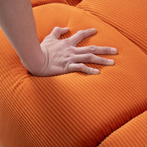 English Elm 98.4" Corduroy Cloud Puff Sofa Vacuum Packed 4-seater Living Room Couch with Pillows Orange W5515P477306