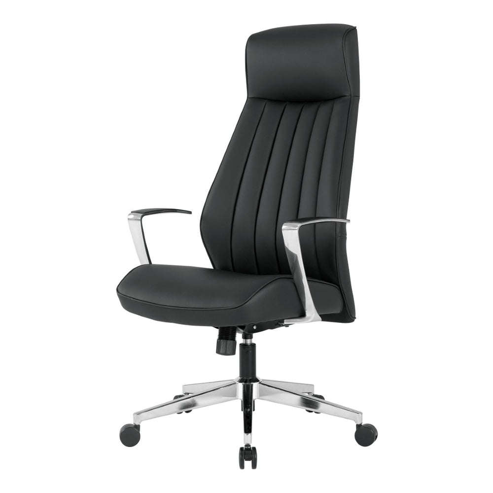 OSP Home Furnishings High Back Executive Office Chair with Antimicrobial Fabric Synchro Tilt and Chrome Base 62200C-R107
