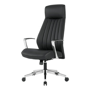OSP Home Furnishings High Back Executive Office Chair with Antimicrobial Fabric Synchro Tilt and Chrome Base 62200C-R107