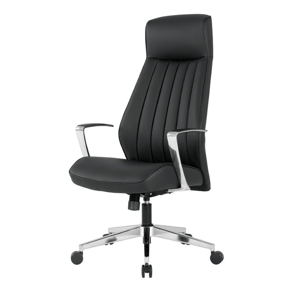 OSP Home Furnishings High Back Executive Office Chair with Antimicrobial Fabric Synchro Tilt and Chrome Base 62200C-R107
