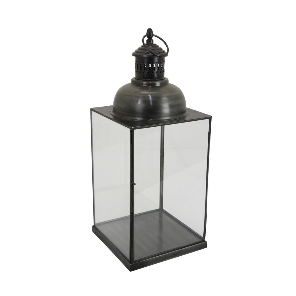 English Elm Laila Black Metal Candle Lantern with Clear Glass Panels for Porch or Mantel B056P416922