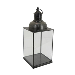 English Elm Laila Black Metal Candle Lantern with Clear Glass Panels for Porch or Mantel B056P416922