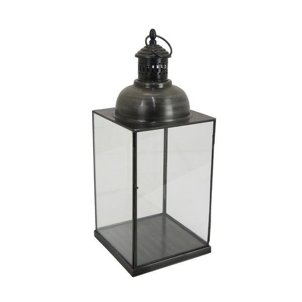 English Elm Laila Black Metal Candle Lantern with Clear Glass Panels for Porch or Mantel B056P416922