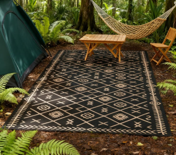 English Elm Geometric Reversible Polypropylene Outdoor Rug Uv Resistant Waterproof Patio Deck Mat T3971P421394