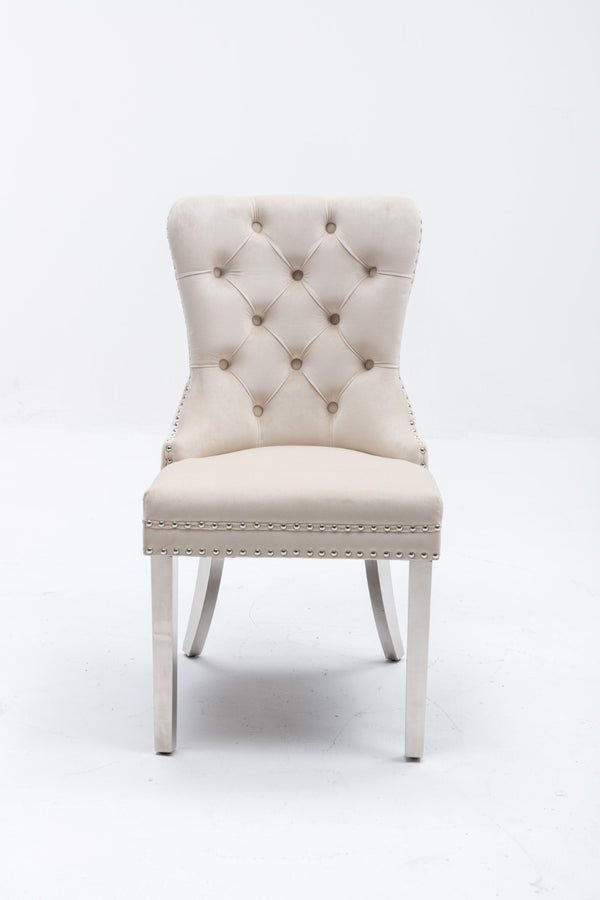 English Elm Hengming Tufted Wingback Velvet Dining Chairs Nailhead Trim Formal Set of 2 W212P465070