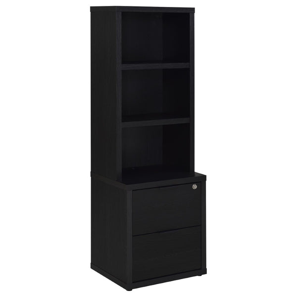 English Elm Geary Twin Bookcase Headboard Set with Nightstands Usb Charging Matte Finish Black B062S01695
