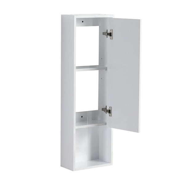 English Elm 12" Modern Bathroom Wall Cabinet With Soft-Close Doors, Space-Saving Float Mount, Glossy White Finish W999P312077