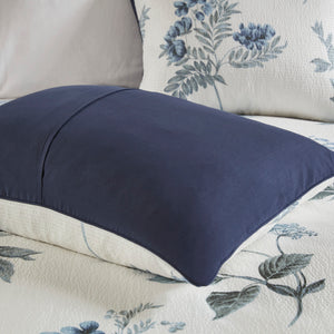 English Elm 7 Seersucker Comforter Set with Floral Print, Euro Shams, Decorative Pillow & Throw Blanket, Full/Queen Blue 23.62 L x 18.9 W x 12.2 H B03597121