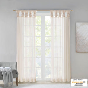 JLA Home Madison Park - Twist Voile Sheer Panels with Twist-Tab Header, OEKO-TEX Certified Light-Filtering Drapes for Rooms Ivory MP40-7371