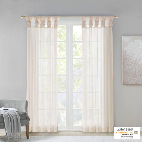 JLA Home Madison Park - Twist Voile Sheer Panels with Twist-Tab Header, OEKO-TEX Certified Light-Filtering Drapes for Rooms Ivory MP40-7371