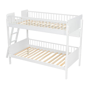 English Elm Twin Over Solid Wood Bunk Bed with Built in Shelves and Reversible Ladder N7090002224K
