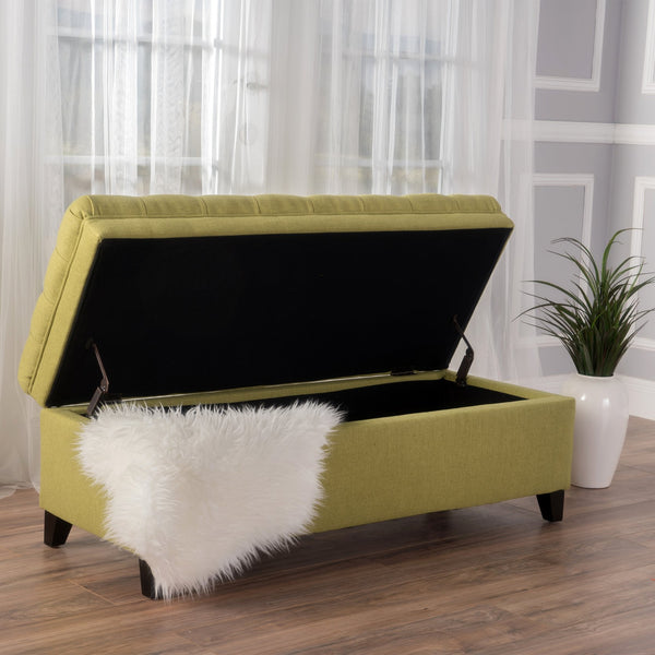 English Elm Christopher Knight Home® - Juliana Storage Ottoman – Stylish Green Upholstered Seat With Hidden Storage For Living Room Essentials 57741.00GRN
