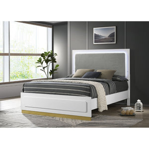 English Elm Sophia Modern Eastern King Panel Bed With Upholstered Headboard & Led Lighting - Chic Design! B062S01054-GIGA