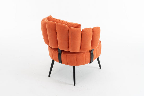 English Elm Decorative Chenille Barrel Tub Chair with Pocket Coil Cushion for Cozy Reading Nooks Orange W5188P462023
