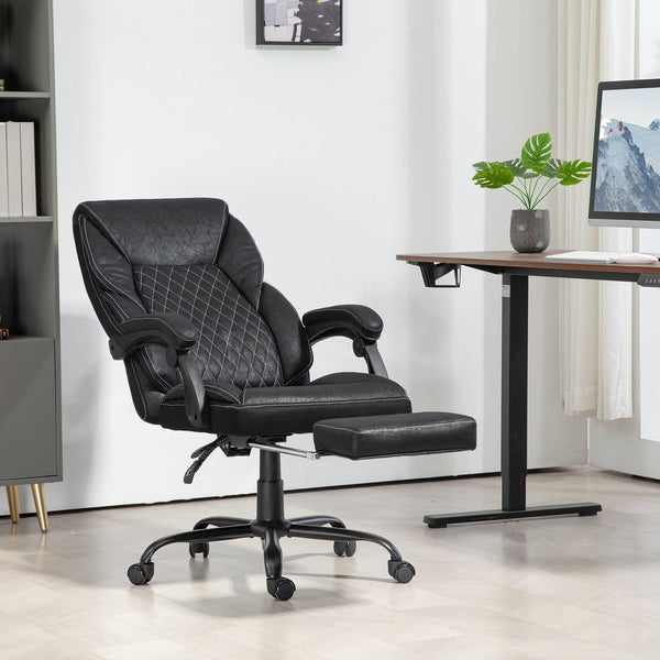 English Elm Homcom Ergonomic Executive Office Chair With Footrest, Big & Tall Design, Adjustable Recliner, Black W2225P250021