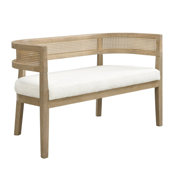 English Elm 47.5" Hand-woven Rattan Loveseat with Open Weave Back and Cushioned Two-seat Comfort Beige,Natural Ash N771P381036A